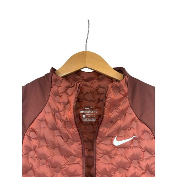 Nike Aeroloft Gilet Womens Medium Brick Red Down Fill Running Vest Body Warmer - Picture 3 of 7